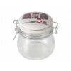 SKLENENÁ KUCHYNSKÁ NÁDOBA S KLIPSOM A PORCELÁNOVÝM VIEČKOM 450 ml - VIANOČNÁ