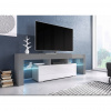 Cama Meble Tv stolík TORO 138, sivý mat/biely vysoký lesk/sivý vysoký lesk