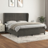 vidaXL Posteľný rám boxspring s matracom tmavosivý 160x200 cm zamat - Sivá - 19026-160600