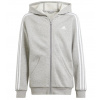 Adidas Kids 3 Stripes Full-Zip Hoodie - grey - Sivý