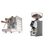 Rocket Espresso Appartamento, white, walnut + Eureka Mignon Specialita Smart, CR chrome