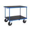 Stolový vozík KM, práškovo lakovaný, 2 police hnedé, 1100x700 mm, gumové kolieska, brzda