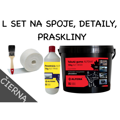 L SET 11kg - Tekutá guma ALFEMA HB500 čierna 10 kg, Penetrácia ALF PR40 1kg, štetec, geotextília malá 100mmx25m (L SET 11kg DOPRAVA ZDARMA! NOVÉ)