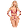 Bad Kitty - červené bodystocking s nitmi - L