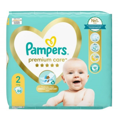 Pampers Premium Care detské plienky veľkosť 2, 4-8 kg, 88 ks, č. 2