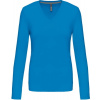 KARIBAN VINTAGE V-NECK K382 / Dámske tričko s dlhým rukávom - light royal blue S
