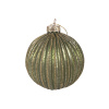 VIANOČNÁ GUĽA sklo, prúžky Marlis 8x9/16cm ZELENO-ZLATÁ