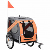 zahrada-XL Vozík za bicykel pre psa, oranžovo sivý 91764