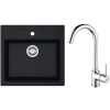 FRANKE SETT102Č tectonitový drez 560x530 mm SID 610 čierna+batéria FP 9000.031 Chróm FRA 143.0675.710