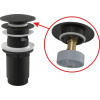 ALCA A392BLACK Výpusť umývadlová CLICK/CLACK 5/4"" celokovová s prepadom, čierna-mat