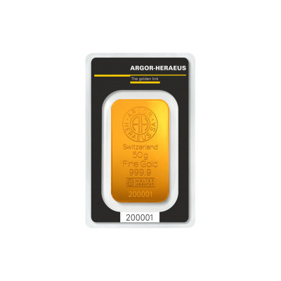 Argor-Heraeus SA Švajčiarsko zlatá tehlička 50 g