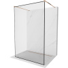 Mexen Kioto, priechodná sprchová zástena Walk-in 160 x 200 cm, 8mm číre sklo-čierny vzor, profil ružové zlato, 800-160-002-60-70