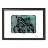 Atelier - Petr Vydra Zebra - zelené vitrážové sklo v čiernom ráme 50 x 70 cm ( pasparta 40 x 50 cm )