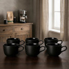 SELTMANN LIBERTY VELVET BLACK 6 ks 260 ml - sada šálok na kávu s podšálkami z tvrdého porcelánu, čierna