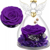 Yamonic Sklenený anjel s fialovou večnou ružou – výnimočný darček s hlbokým významom