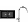 Set Sinks (dřez Amanda 860 DUO Metalblack 74 + baterie Vitalia Chrom) AM860D74VICL