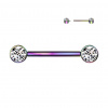 Titánový piercing do bradavky s vnútorným závitom a zirkónmi Amelia Farba: Dúhová / číra, Velikost koncovky: 5 mm, Délka / Průměr: 14 mm