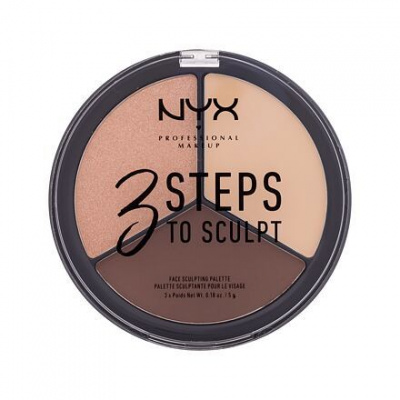 NYX Professional Makeup 3 Steps To Sculpt rozjasňující a konturovací paletka 15 g odstín 02 Light