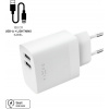 Fixed Set nabíjačky s 2x USB výstupom a Lightning káblom, 1m, MFI, 17W Smart Rapid Charge, biela FIXC17N-2UL-WH