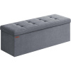 Skladací Puff Úložný Box 38 x 110 x 38 cm, 300 kg nosnosť, šedý