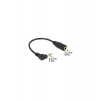 Delock audio stereo kabel 2,5 mm samec pravoúhlý na 3,5 mm samice,3 pin 14 cm (65397)