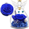 Yamonic Sklenený anjel s modrou večnou ružou – elegantný darček pre ženu