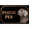 Weimarský stavač krátkosrstý - Kovová tabuľka POZOR PES