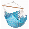 La Siesta Závesné hojdacie kreslo HABANA KINGSIZE PATTERN - azure, látka: 100% organická bavlna / tyč: bambus / otočný čap: nerezová oceľ
