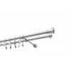 Dvojitá kovová garniža Matný chróm 150 cm - koncovka Monako