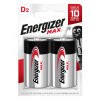 Energizer MAX veľký monočlánok D/E95 alkalické batérie 2ks E301533400