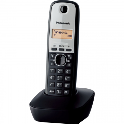Panasonic KX-TG1911 bezdrôtový telefón DECT (ľahko použiteľný, telefónny zoznam 50 vstupov, podsvietený LCD displej, hodiny, budík), čierna a sivá