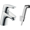 HANSGROHE Focus páková umývadlová batéria s bidetovou sprškou a sprchovou hadicou 160 cm, bez odtokovej súpravy, výška výtoku 53 mm, chróm, 31926000