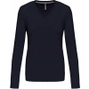KARIBAN VINTAGE V-NECK K382 / Dámske tričko s dlhým rukávom - navy S