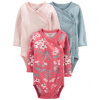CARTERS CARTER'S Body dlhý rukáv Pink dievča LBB 3ks PRE, veľ. 46