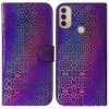 Peňaženkové kožené puzdro Colorful Magnetic na Motorola Moto E20 / E30 / E40 - Fialová