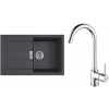 FRANKE SETT104Č tectonitový drez 780x500 mm S2D 611-78 čierna+batéria FP 9000.031 Chróm FRA 143.0675.726