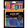 Liner, sada, 0,4 mm, STABILO Point 88 ARTY, 18 rôznych farieb