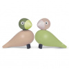Kay Bojesen Drevený vtáčik Lovebirds Light Green / Rose – sada 2 ks
