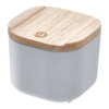 Sivý úložný box s vekom z dreva paulownia iDesign Eco, 9 x 9 cm