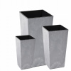 Lamelový kvetináč 30 cm x 30 x 57 cm priemer 30 cm plastový odtieň sivej a striebornej + 2 ďalšie produkty (Sada 3x kvetináč FINEZJA (v57+47+36cm) BETONOVÝ EFEKT ŠEDÁ farba + vložky)