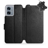 Kožené flip pouzdro Mobiwear - Motorola Moto G54 5G / Moto G54 5G Power Edition - Černé (Kožené knížkové pouzdro, obal, kryt na mobil Motorola Moto G54 5G / Moto G54 5G Power Edition, Černé, materiál
