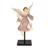 Clayre & Eef Ružovo-béžová antik dekorácia anjel na podstavci - 23*21*42 cm - Clayre & Eef