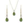 Súprava náhrdelníka a náušníc zo žltého zlata s vltavínmi KLENOTA S0667553