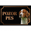 Welšský špringeršpaniel - Kovová tabuľka POZOR PES