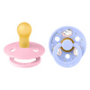 BIBS x Moomin Colour cumlíky z prírodného kaučuku 2 ks Dreaming / Baby Pink Mix – veľkosť 1 – kaučukové cumlíky pre bábätká 0–6 mesiacov