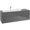 VILLEROY & BOCH Collaro závesná skrinka pod umývadlo na dosku (umývadlo vľavo), 4 zásuvky, s LED osvetlením, 1600 x 500 x 548 mm, Glossy Grey, C029B0FP