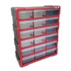 Organizér - plastová skrinka, 18 zásuviek, červená - MAGG 120299