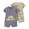 CARTERS CARTER'S Overal letný krátky rukáv GreyGreen chlapec 2ks NB/ veľ. 56