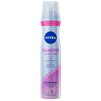 NIVEA Diamond Gloss Care Extra Strong 4 lak na vlasy 250ml