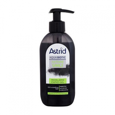 Astrid Aqua Biotic Active Charcoal Micellar Cleansing Gel micelární čisticí gel s aktivním uhlím 200 ml pro ženy